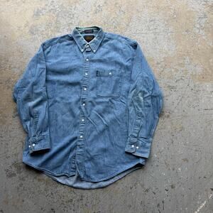 Vintage Chaps Ralph Lauren Denim Chambray Button Up Shirt Sz 16 1/2 34/35